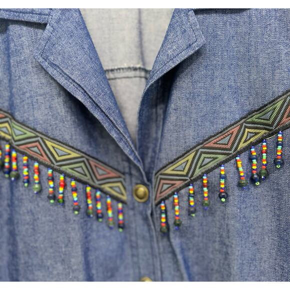 Vintage Southwest Beaded Denim Jacket Size Womens 18 - Picture 3 of 6